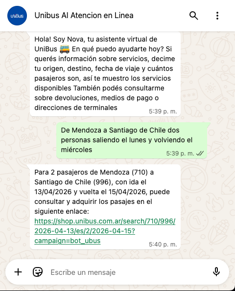 Conversación con agente IA