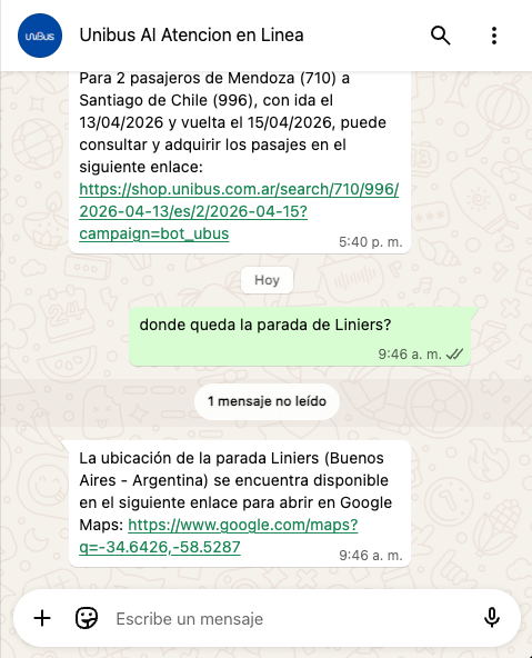 Conversación con agente IA